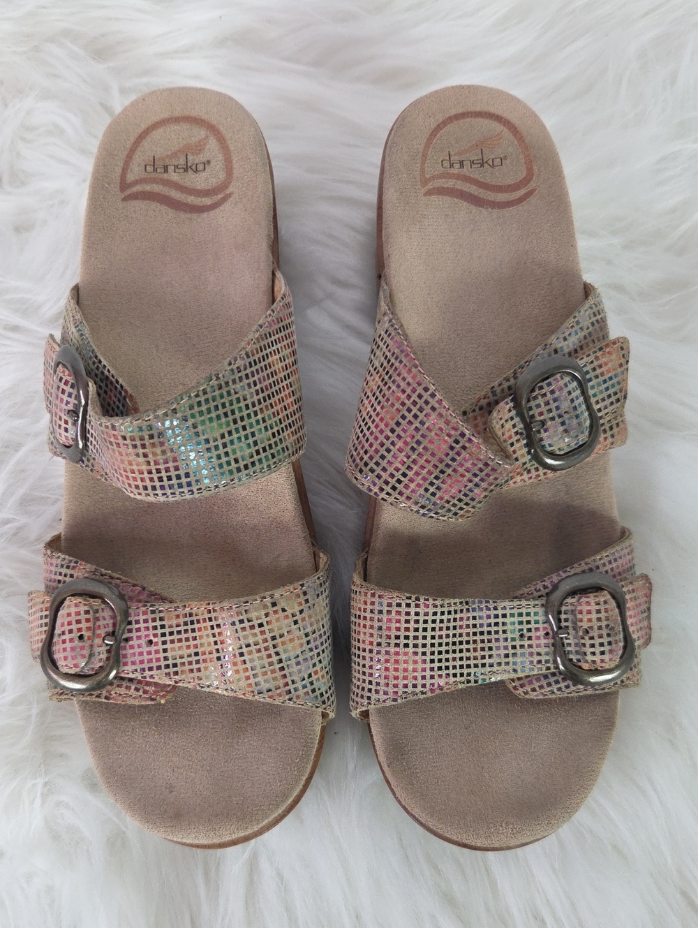 Dansko Pastel Leather Slip On Clog Sandals